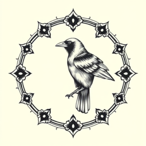 Circle Crow Tattoo