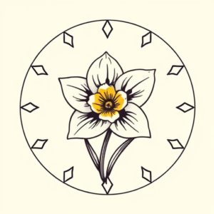 Circle Daffodil Tattoo
