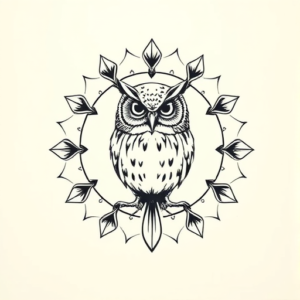 Circle Owl Tattoo