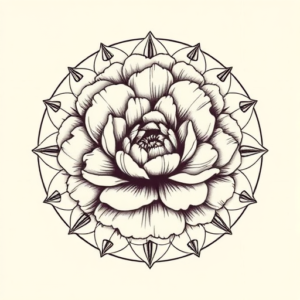 Circle Peony Tattoo