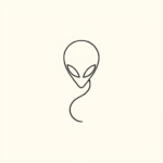 Continuous Line Alien Tattoo