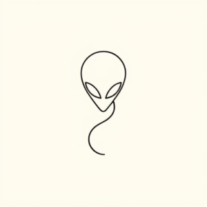 Continuous Line Alien Tattoo