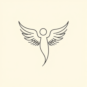 Continuous Line Angel Tattoo