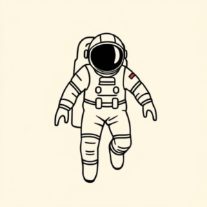 Continuous Line Astronaut Tattoo