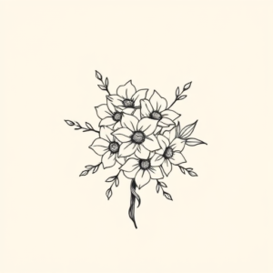 Continuous Line Bouquet Tattoo