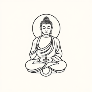 Continuous Line Buddha Tattoo