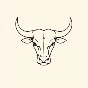 Continuous Line Bull Tattoo