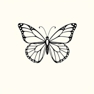 Continuous Line Butterfly Tattoo
