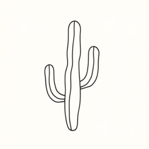 Continuous Line Cactus Tattoo