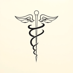 Continuous Line Caduceus Tattoo