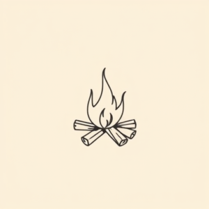 Continuous Line Campfire Tattoo