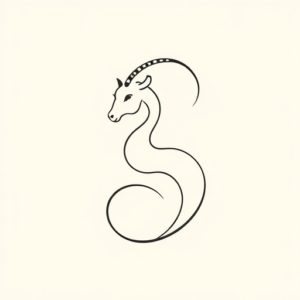 Continuous Line Capricorn Tattoo