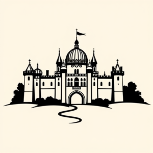 Continuous Line Castle Tattoo