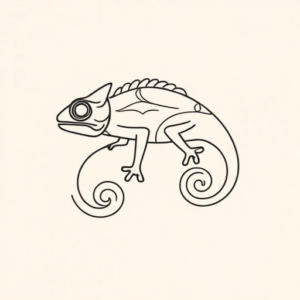 Continuous Line Chameleon Tattoo