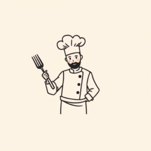 Continuous Line Chef Tattoo
