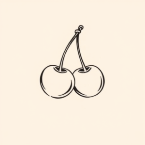Continuous Line Cherry Tattoo