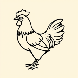 Continuous Line Chicken Tattoo