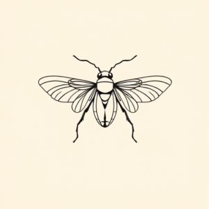 Continuous Line Cicada Tattoo