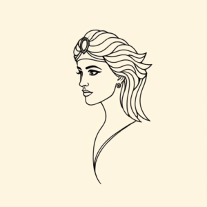 Continuous Line Cleopatra Tattoo