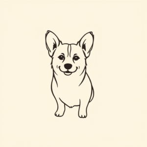 Continuous Line Corgi Tattoo