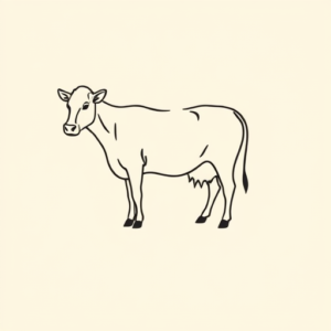 Continuous Line Cow Tattoo