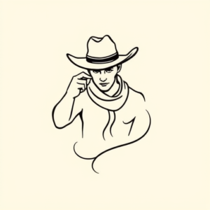 Continuous Line Cowboy Tattoo