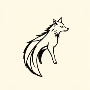 Continuous Line Coyote Tattoo
