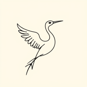 Continuous Line Crane Tattoo