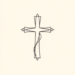 Continuous Line Cross Tattoo