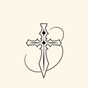 Continuous Line Crusader Tattoo