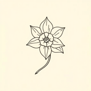 Continuous Line Daffodil Tattoo