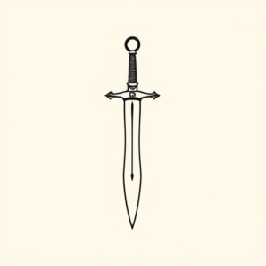 Continuous Line Dagger Tattoo