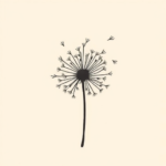 Continuous Line Dandelion Tattoo