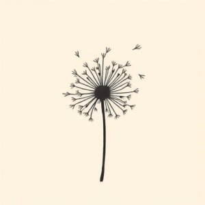 Continuous Line Dandelion Tattoo