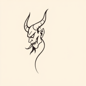 Continuous Line Demon Tattoo