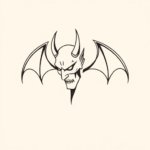 Continuous Line Devil Tattoo