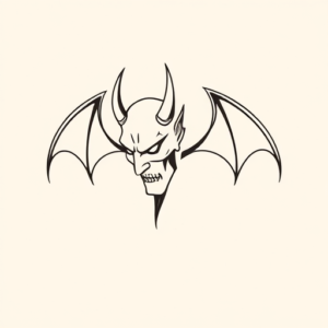 Continuous Line Devil Tattoo