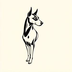 Continuous Line Doberman Tattoo
