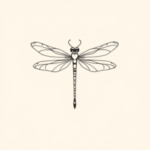 Continuous Line Dragonfly Tattoo