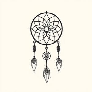 Continuous Line Dreamcatcher Tattoo