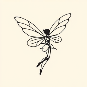 Continuous Line Fairy Tattoo