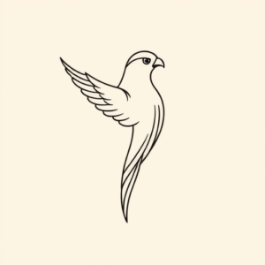 Continuous Line Falcon Tattoo