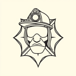 Continuous Line Firefighter Tattoo