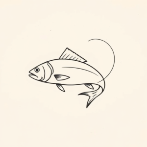 Continuous Line Fishing Tattoo