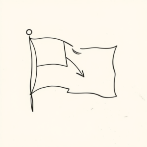 Continuous Line Flag Tattoo