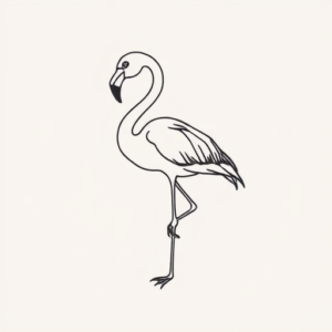 Continuous Line Flamingo Tattoo