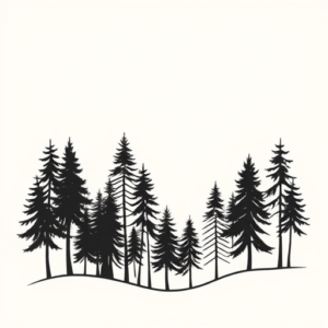 Continuous Line Forest Tattoo