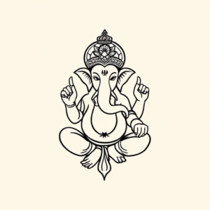 Continuous Line Ganesha Tattoo