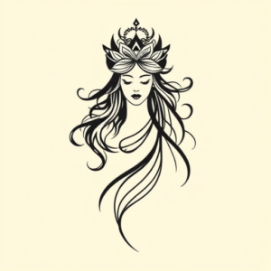 Continuous Line Goddess Tattoo