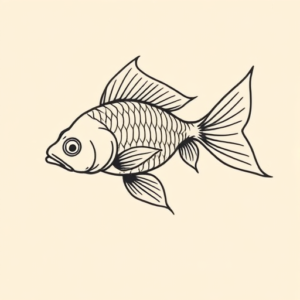 Continuous Line Goldfish Tattoo